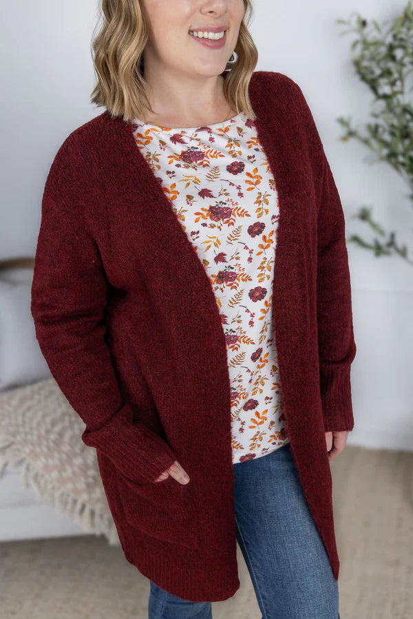 Michelle Mae "Madison" Cozy Cardigan - Burgundy