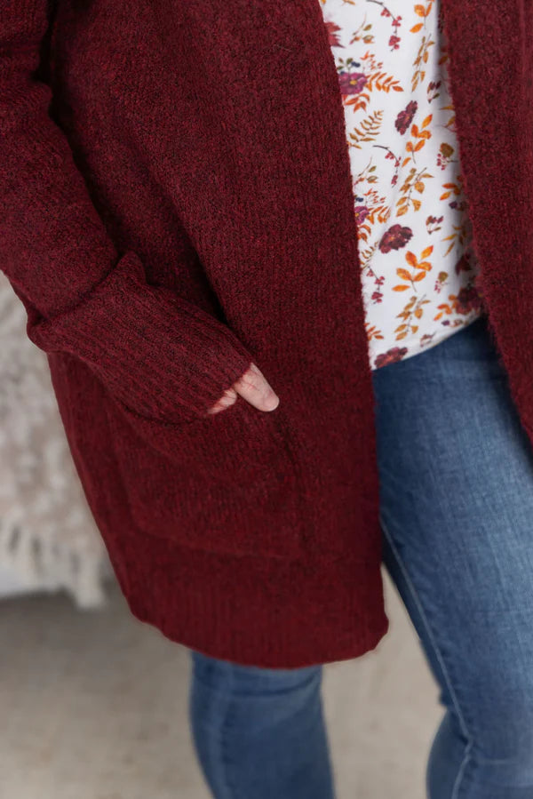Michelle Mae "Madison" Cozy Cardigan - Burgundy