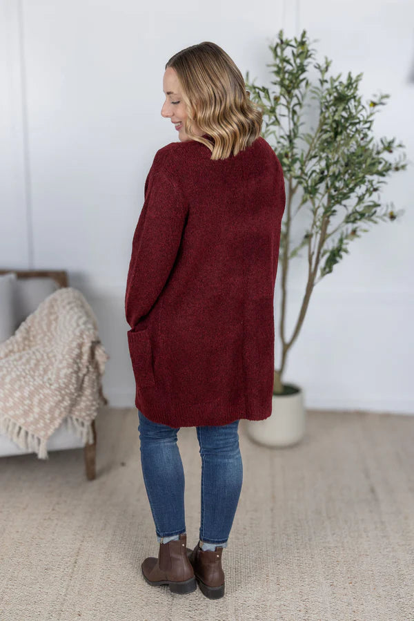 Michelle Mae "Madison" Cozy Cardigan - Burgundy