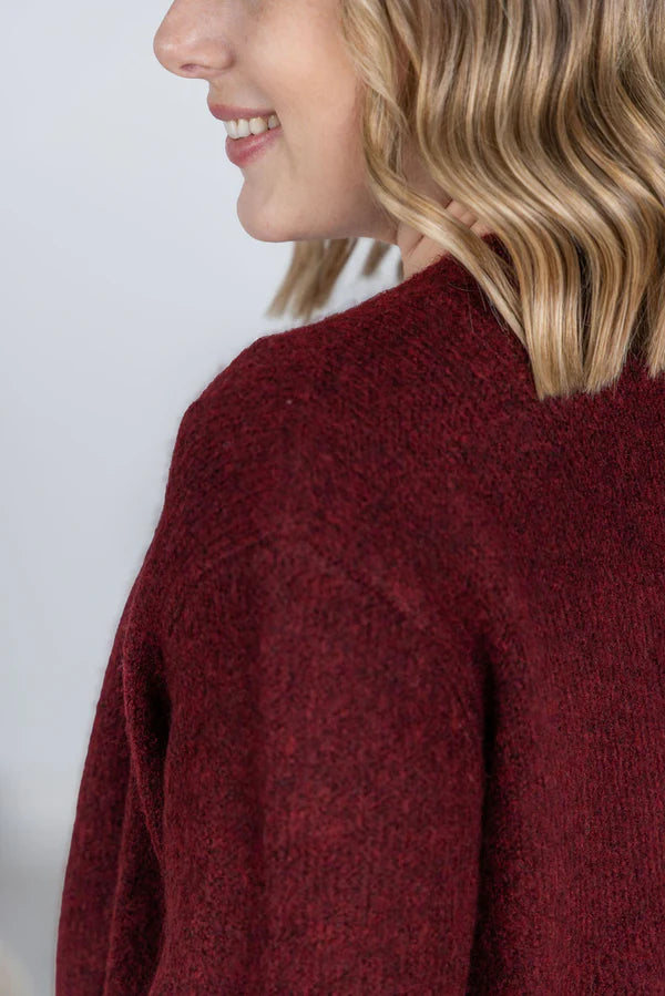 Michelle Mae "Madison" Cozy Cardigan - Burgundy