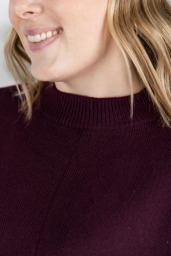 Michelle Mae Aurora Cozy Sweater - Dark Merlot