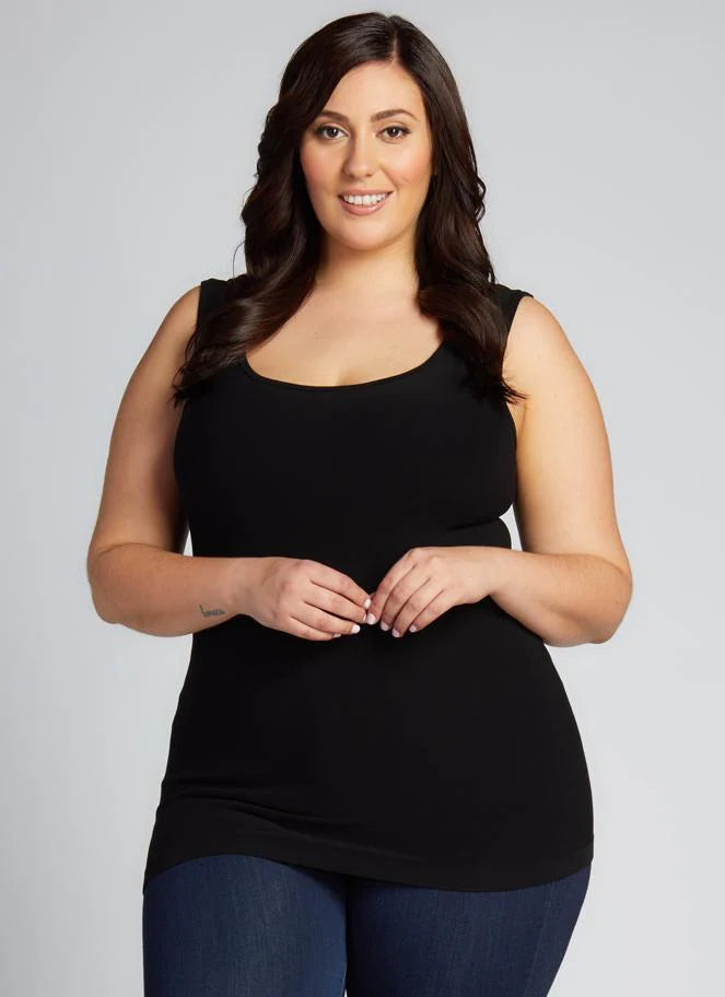 C'est Moi "Bamboo Curvy Size Tank" - Black