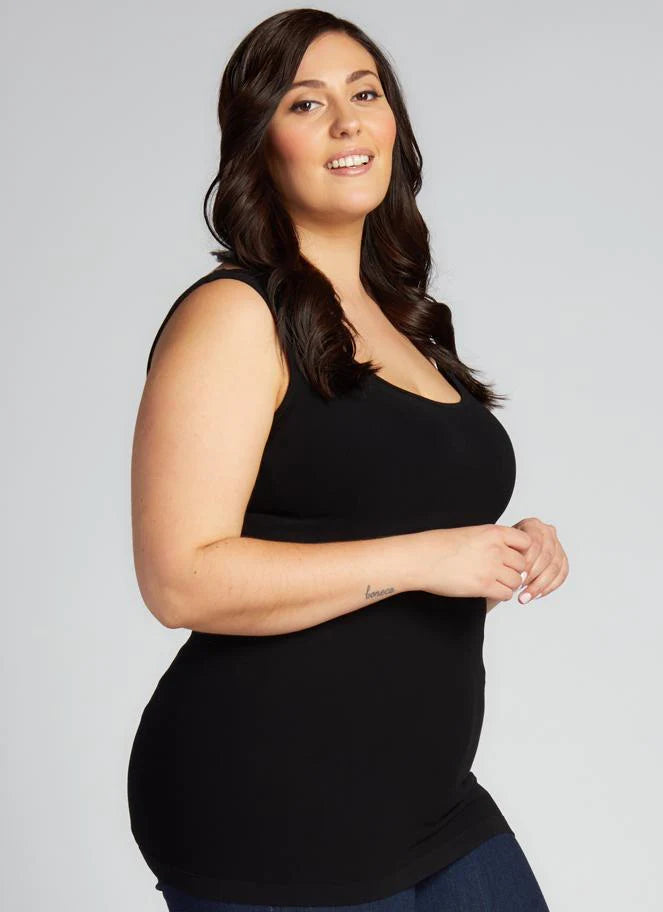 C'est Moi "Bamboo Curvy Size Tank" - Black