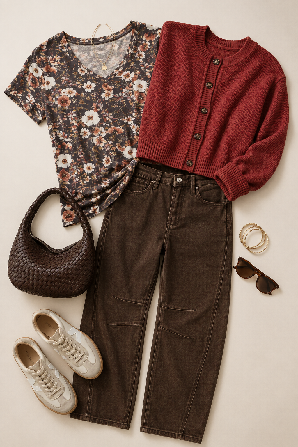 Georgie Coloured Barrel Denim - Dark Brown