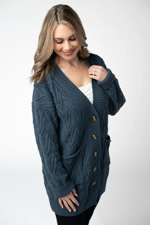 ***PRE-ORDER*** Michelle Mae Brooks Button Sweater Cardigan - Navy