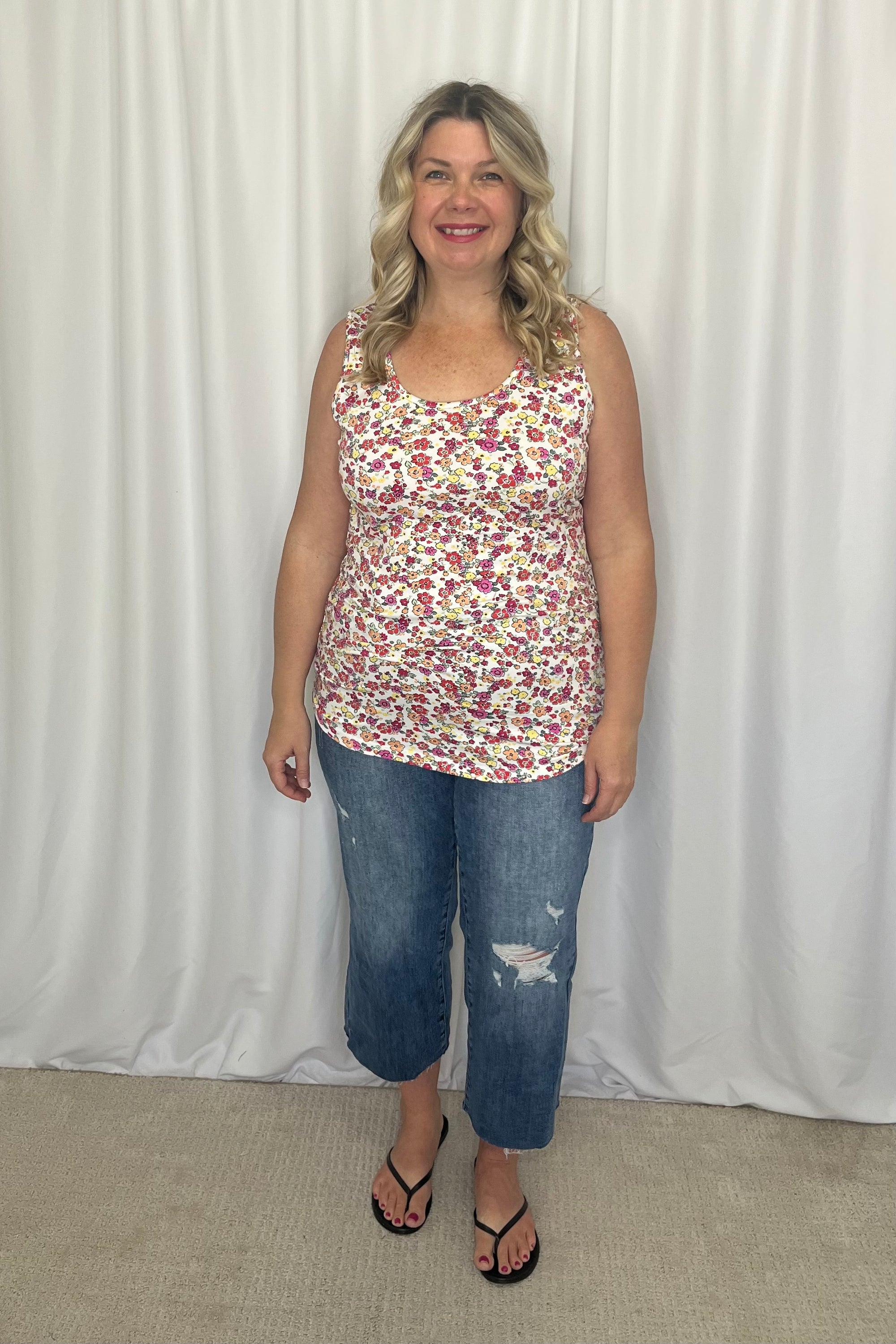 Michelle Mae Luxe Crew Tank - Bright Floral