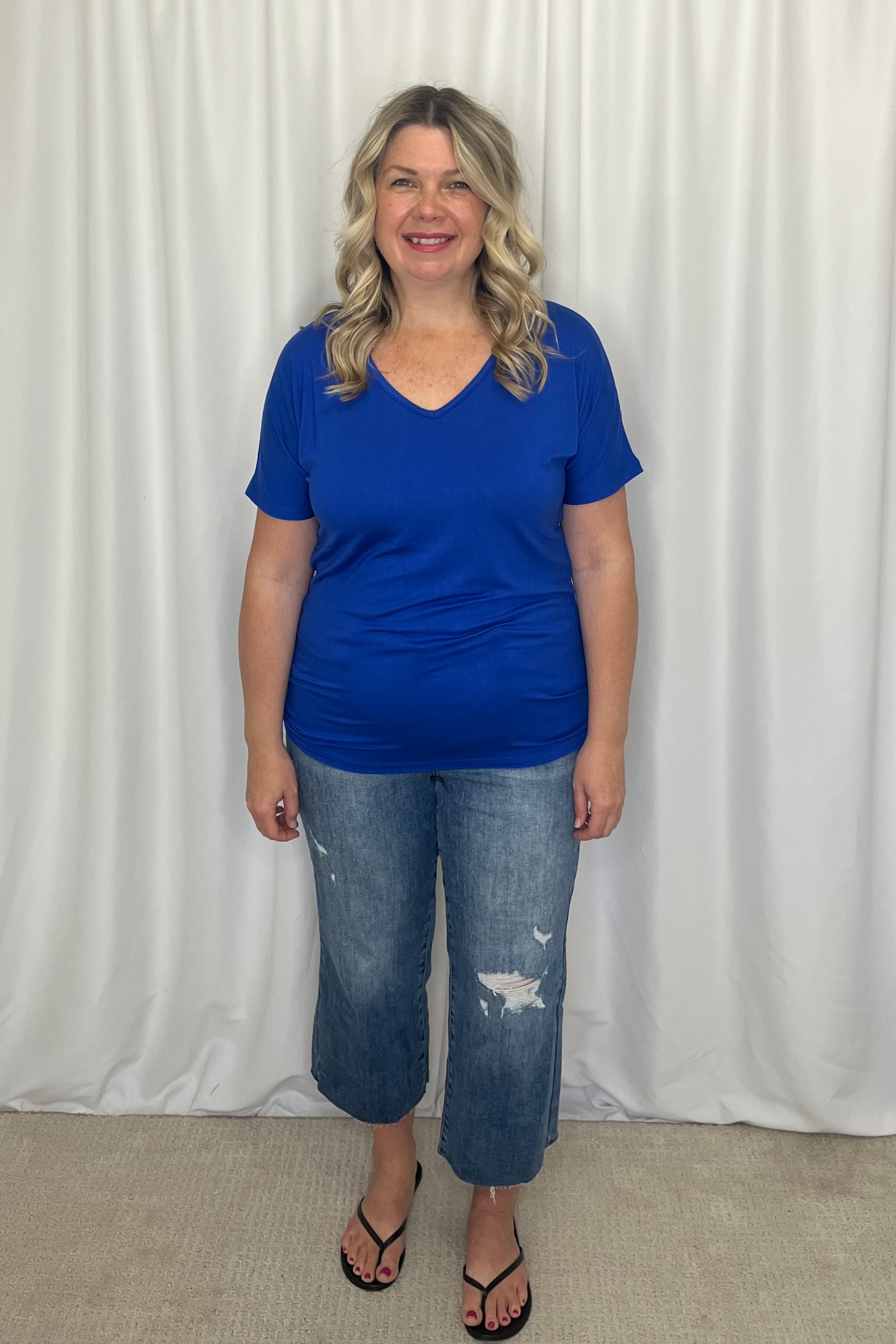 Michelle Mae "Chloe" Cozy Tee - Royal Blue