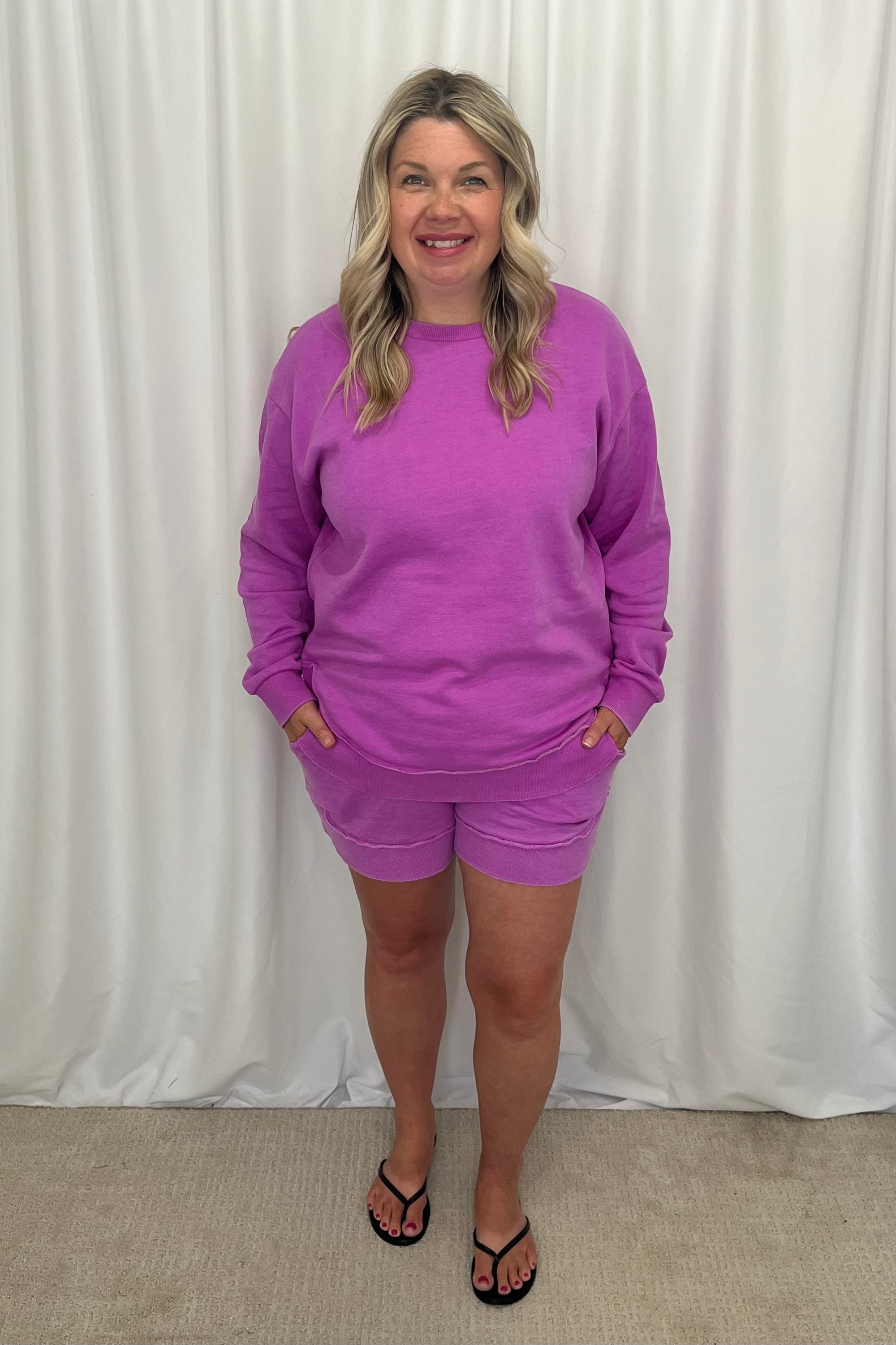 Michelle Mae French Terry Stevie Shorts - Vivid Orchid