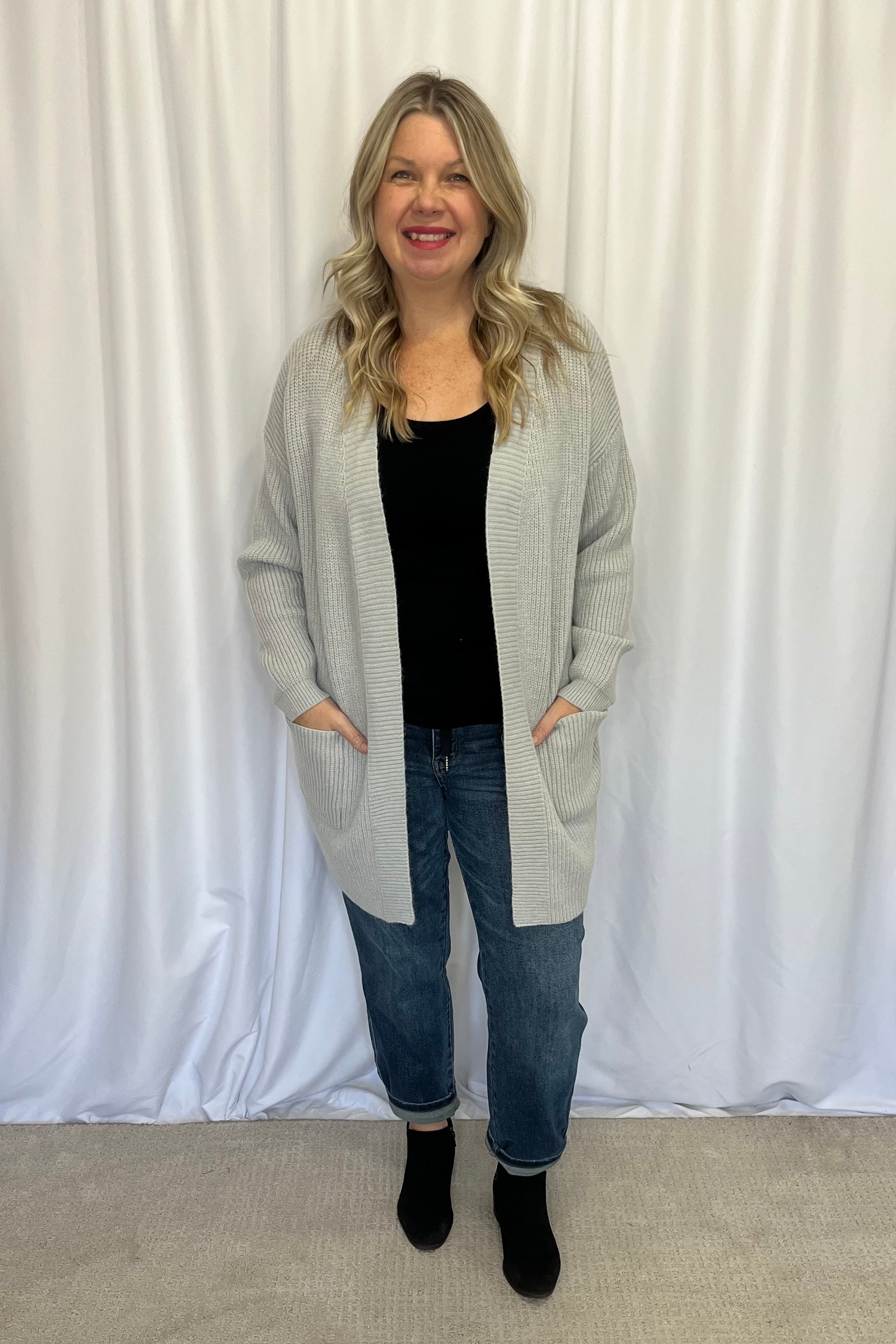 Michelle Mae "Layla" Sweater Cardigan - Grey