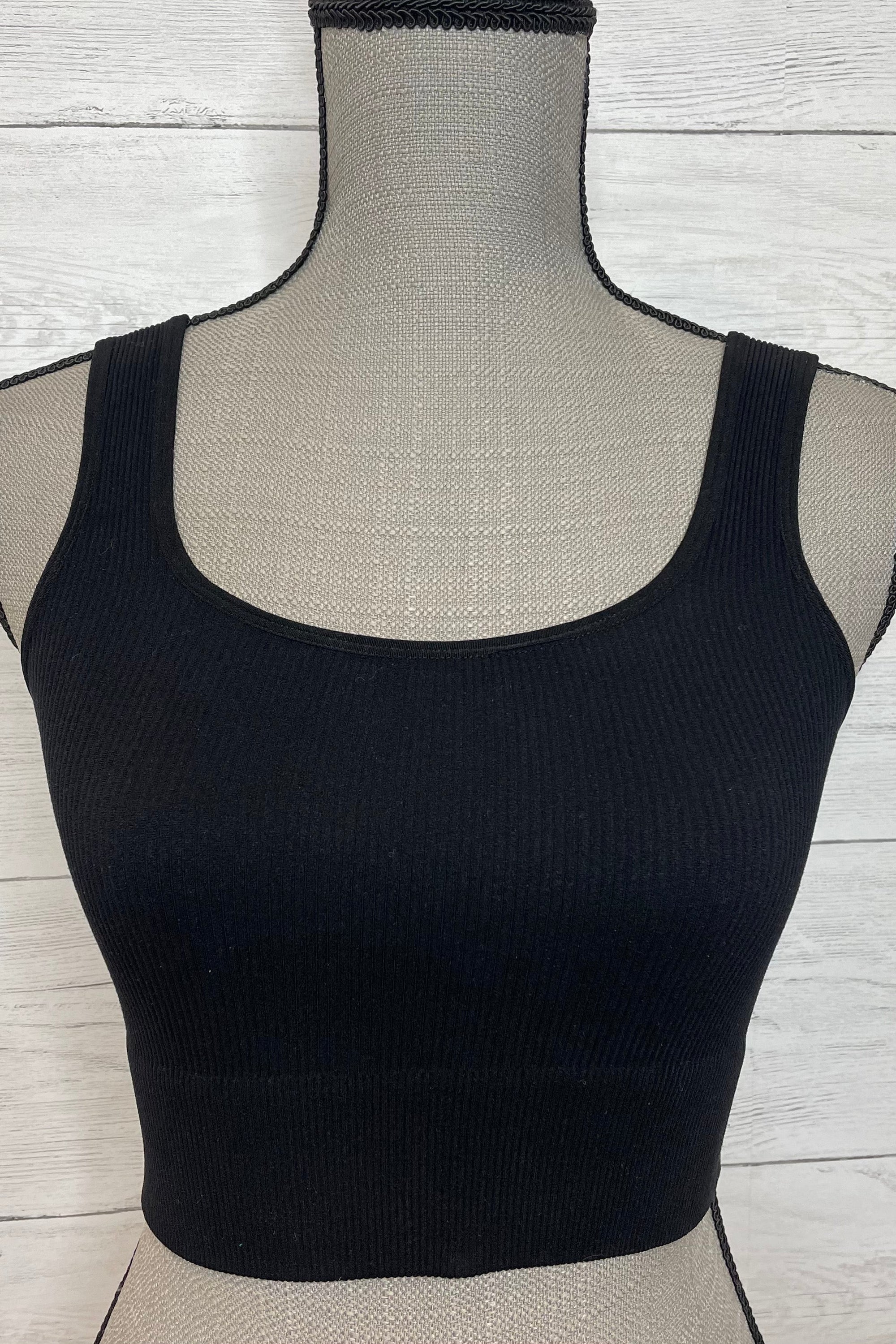 Holly Ribbed Tank Strap Brami - Black Accessories