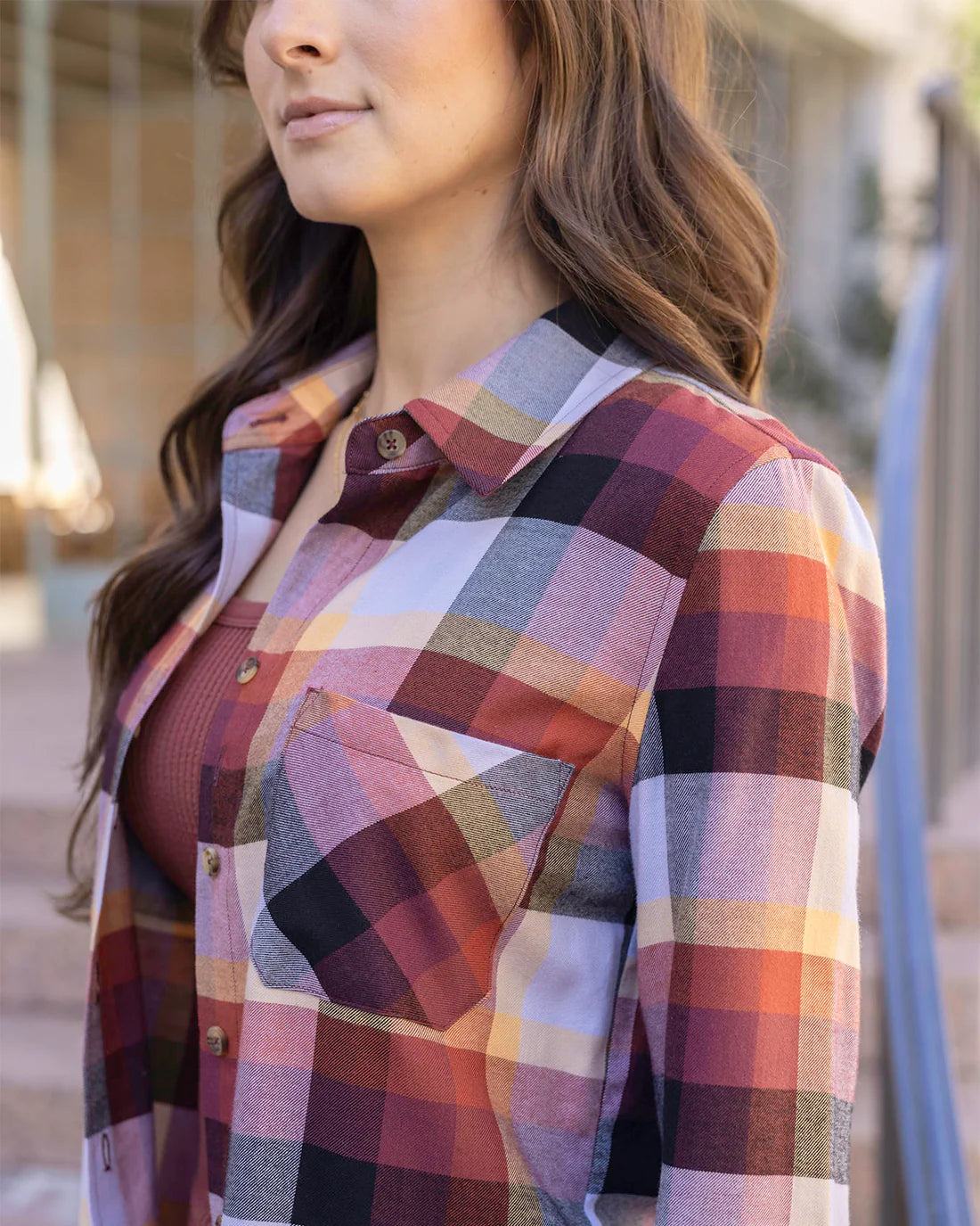 Northern Plaid Button Up Top