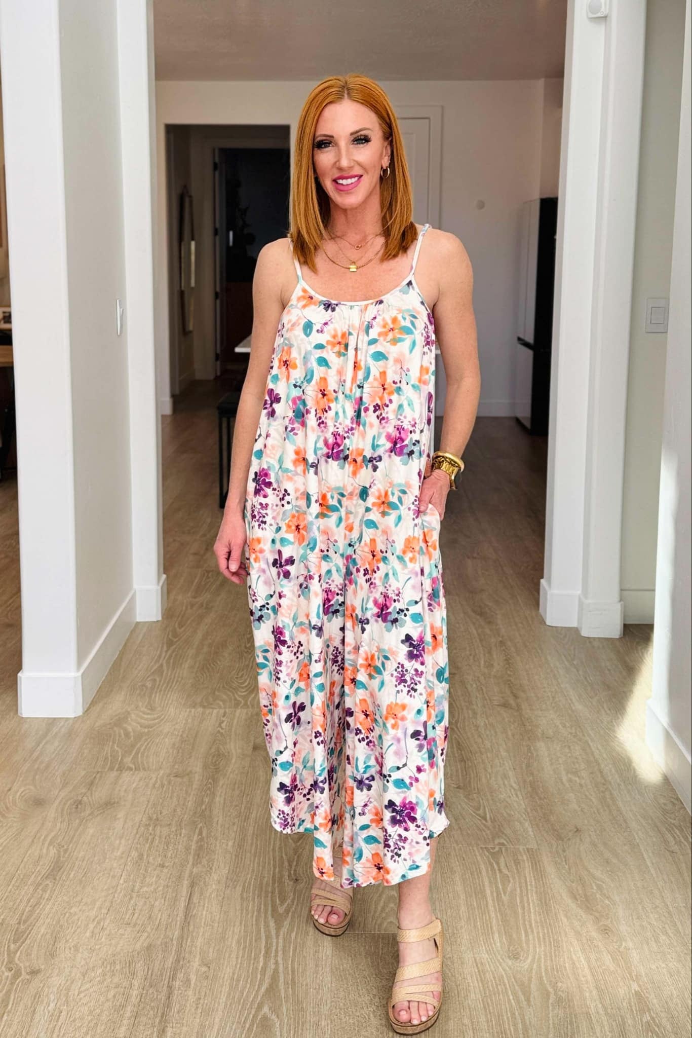 Shirley Baggy Romper with Pockets - Floral - Purple