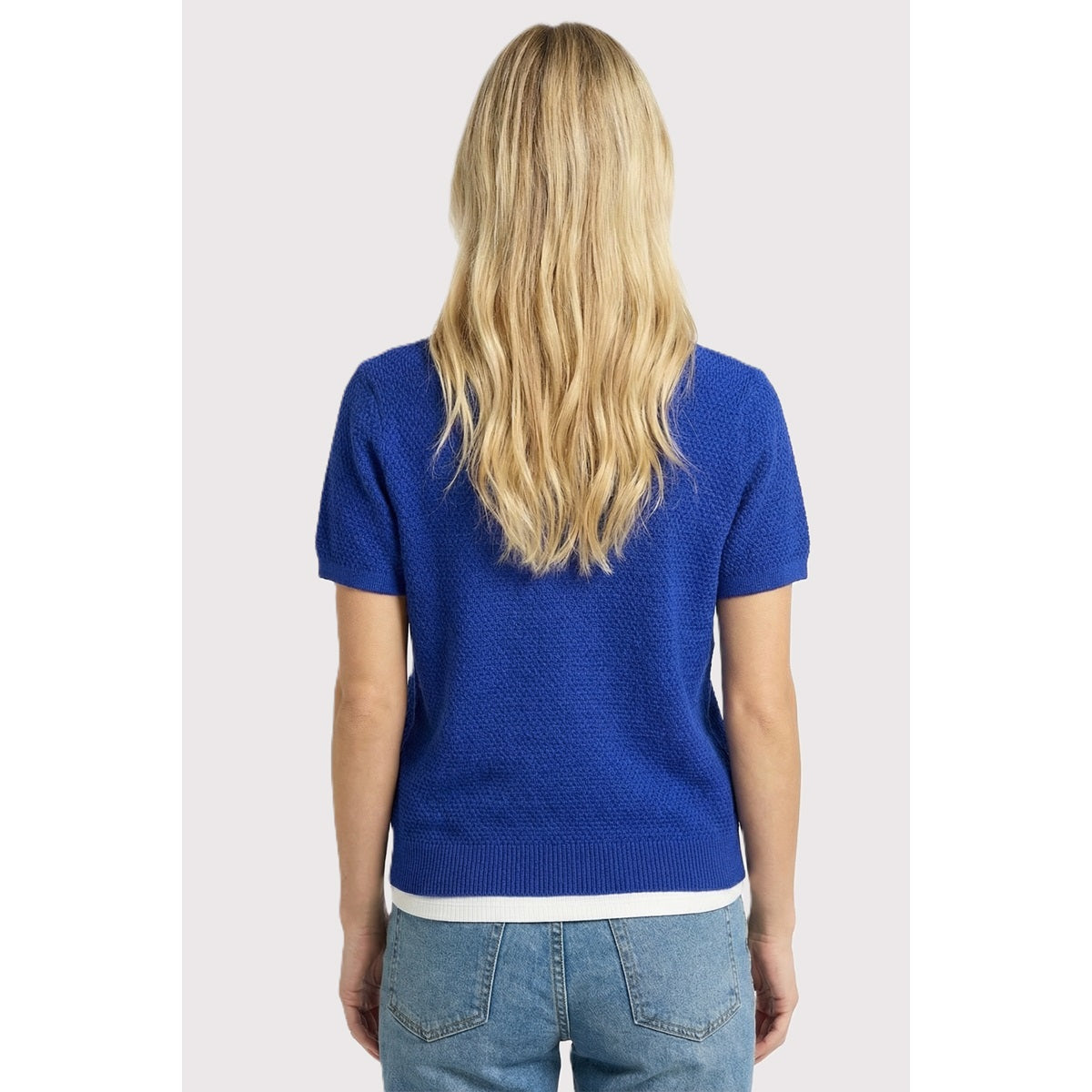Audra Button Down Waffle Sweater Cardigan - Royal Blue