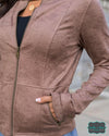 Grace And Lace Leather Like Cafe Racer Jacket - Taupe Outerwear