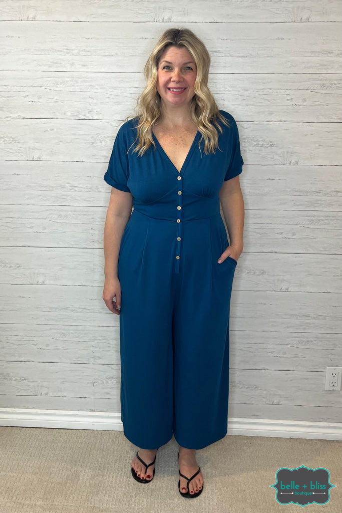 Polly Button Jumpsuit - Dark Teal Dresses & Skirts