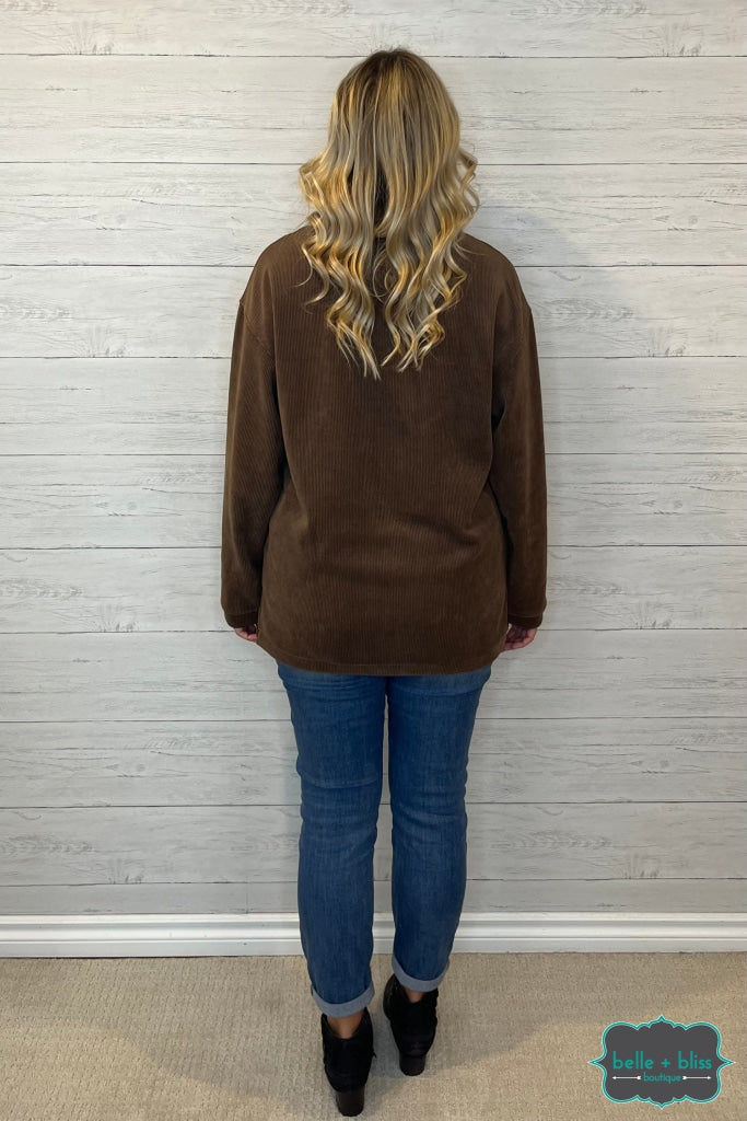Sarah Corded Pullover - Brown Tops & Sweaters