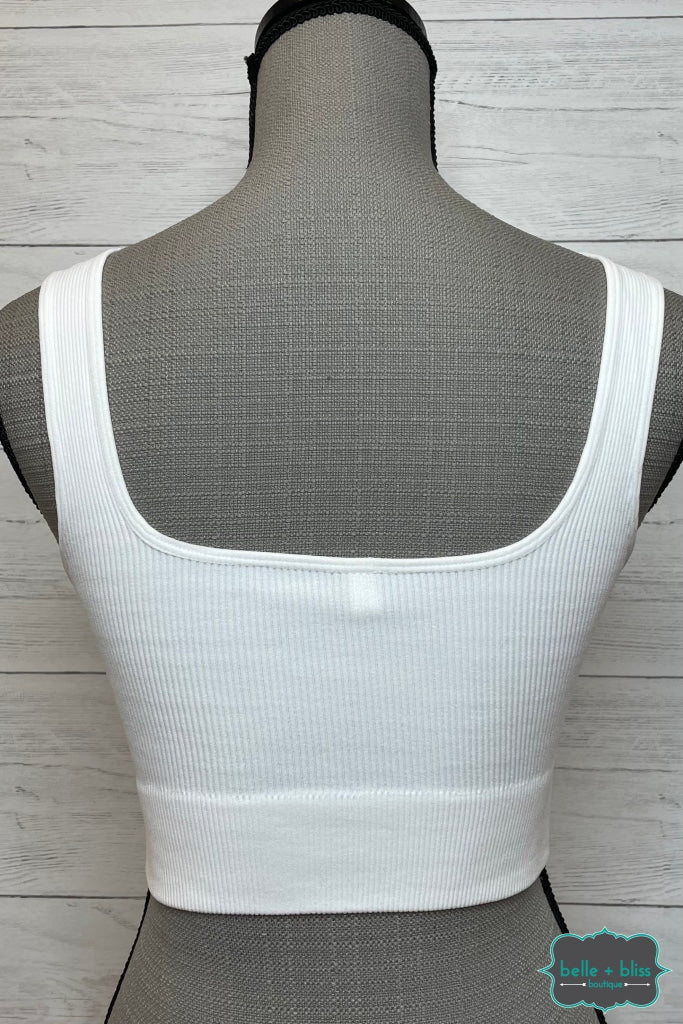 Holly Ribbed Tank Strap Brami - White Accessories