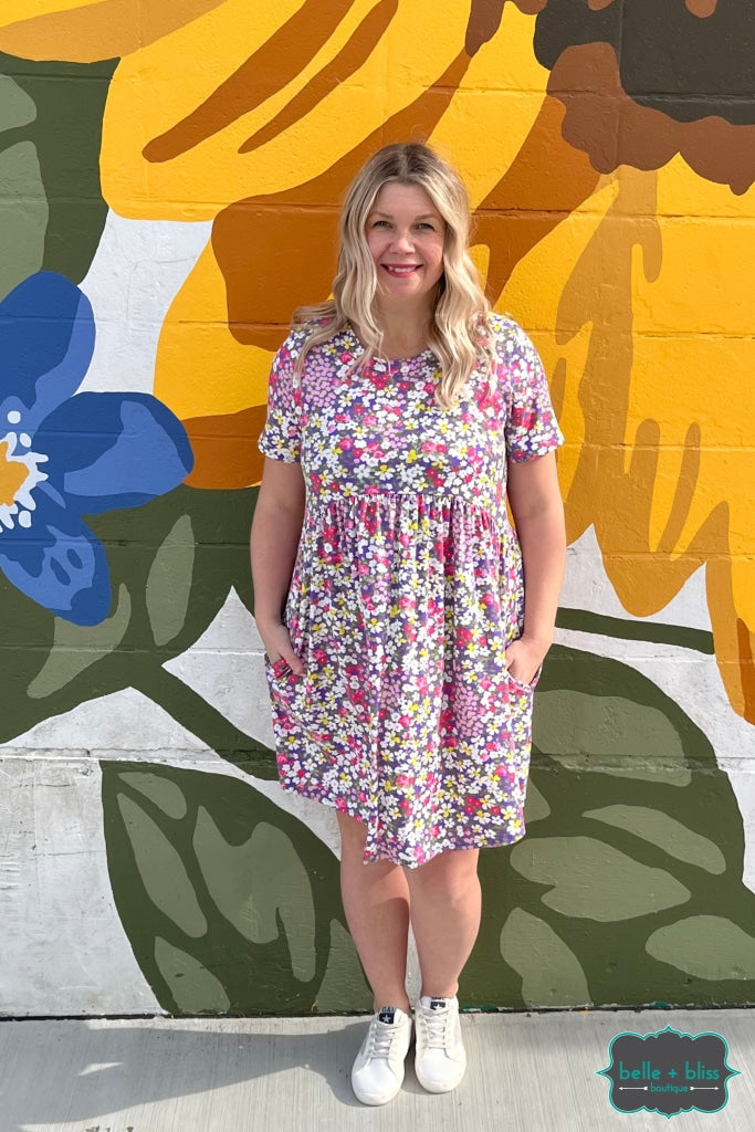 Roxa Floral Dress With Pockets - Purple Dresses & Skirts