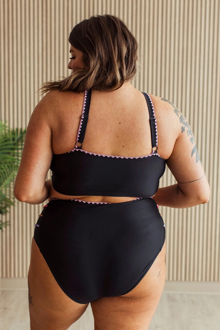 Soaking Up Sun Rays Two-Piece Swimsuit- Black Multi