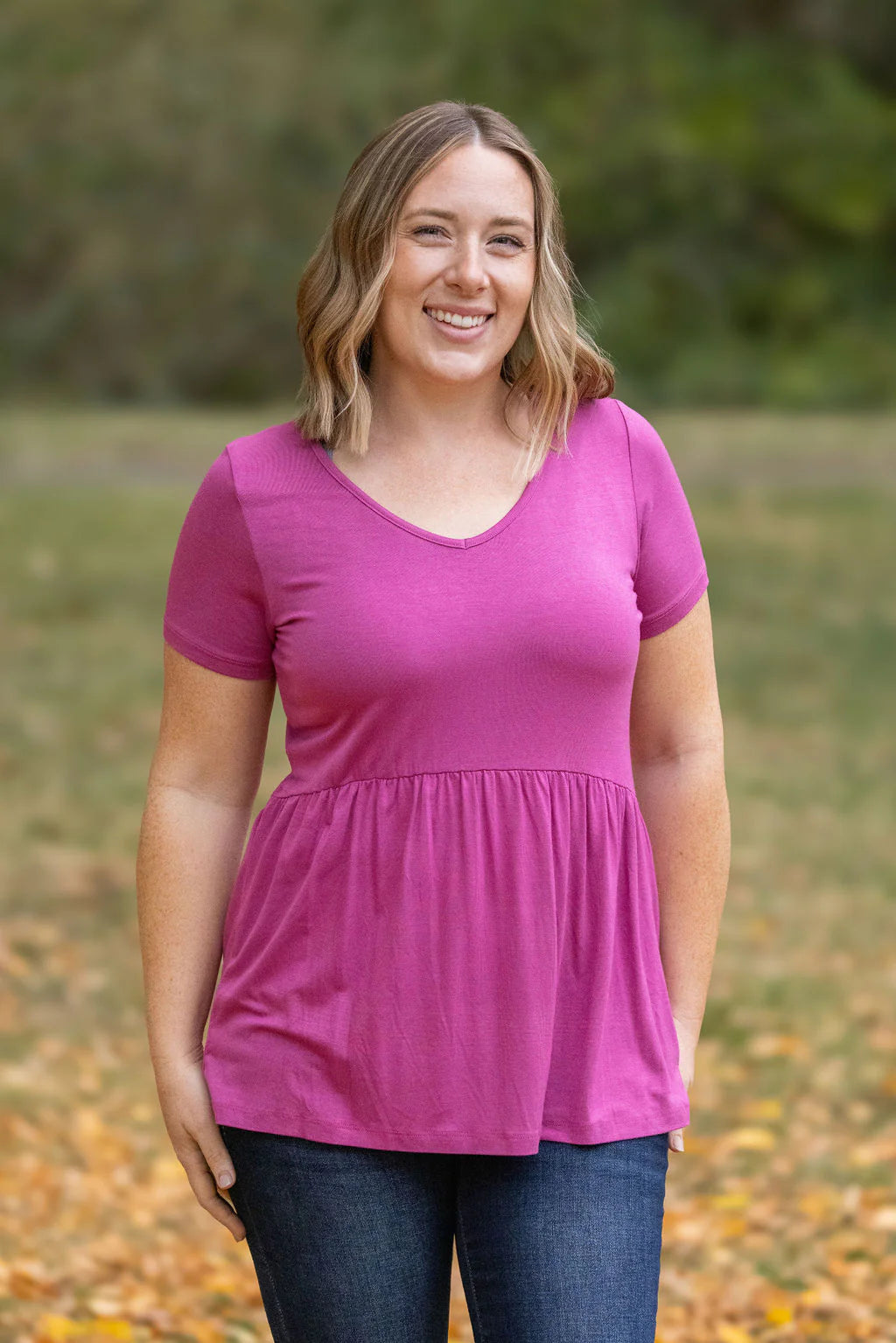 Michelle Mae "Sarah" Ruffle Short Sleeve - Orchid