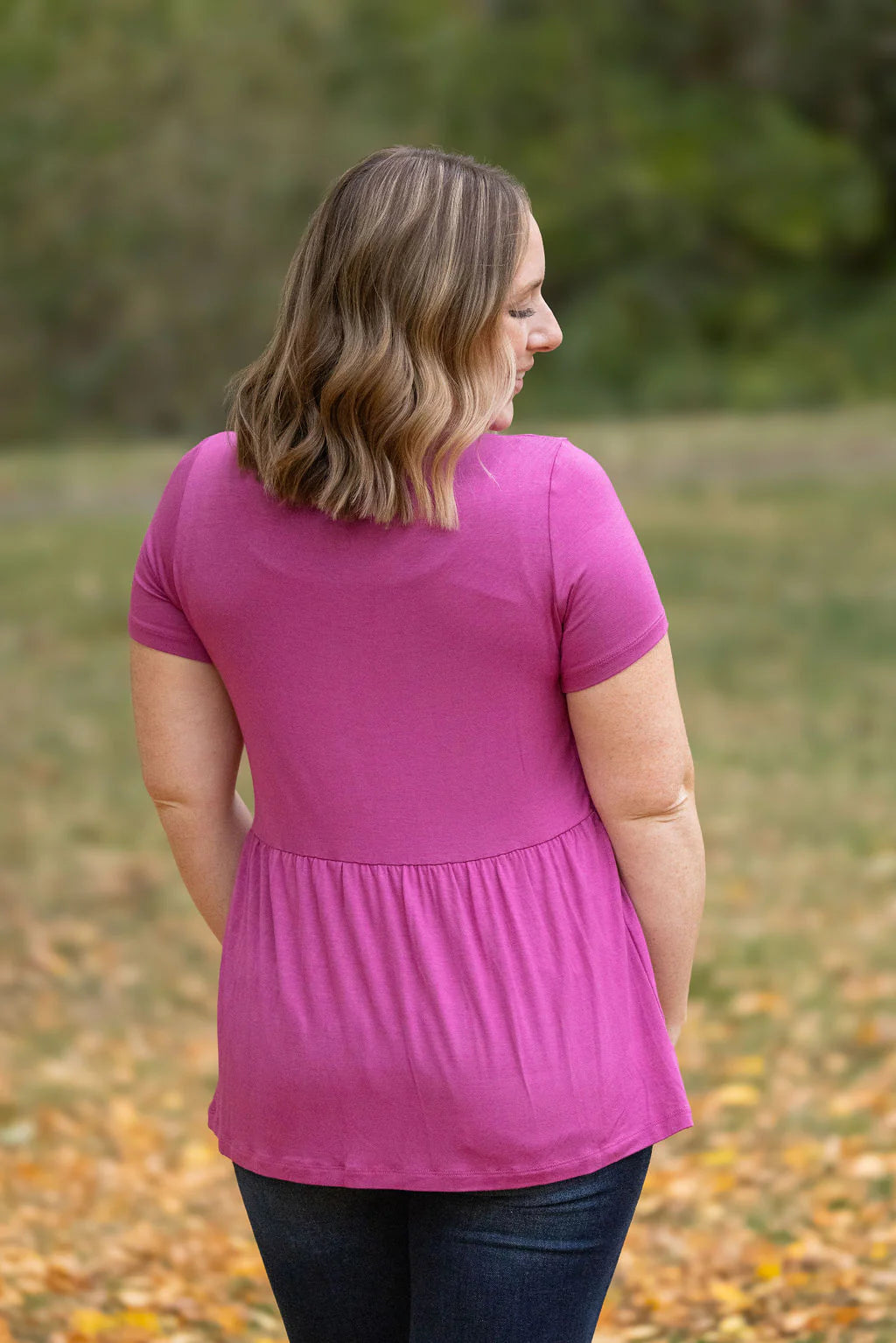 Michelle Mae &quot;Sarah&quot; Ruffle Short Sleeve - Orchid