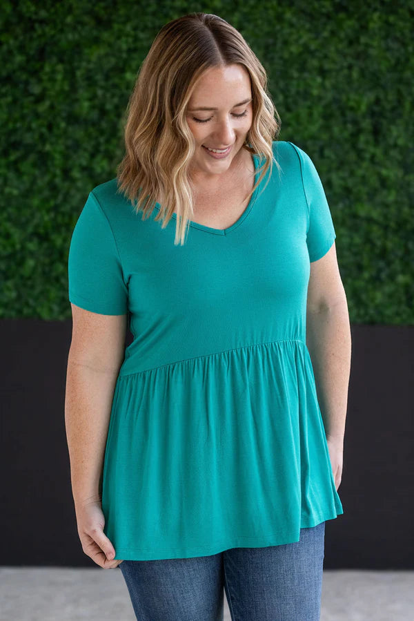 Michelle Mae "Sarah" Ruffle Short Sleeve - Teal