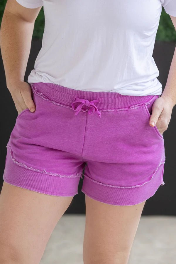 Michelle Mae French Terry Stevie Shorts - Vivid Orchid