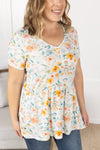 Michelle Mae &quot;Sarah&quot; Ruffle Short Sleeve - Watercolor Floral
