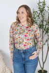 Michelle Mae &quot;Blair&quot; Long Sleeve Top - Pink &amp; Periwinkle Abstract