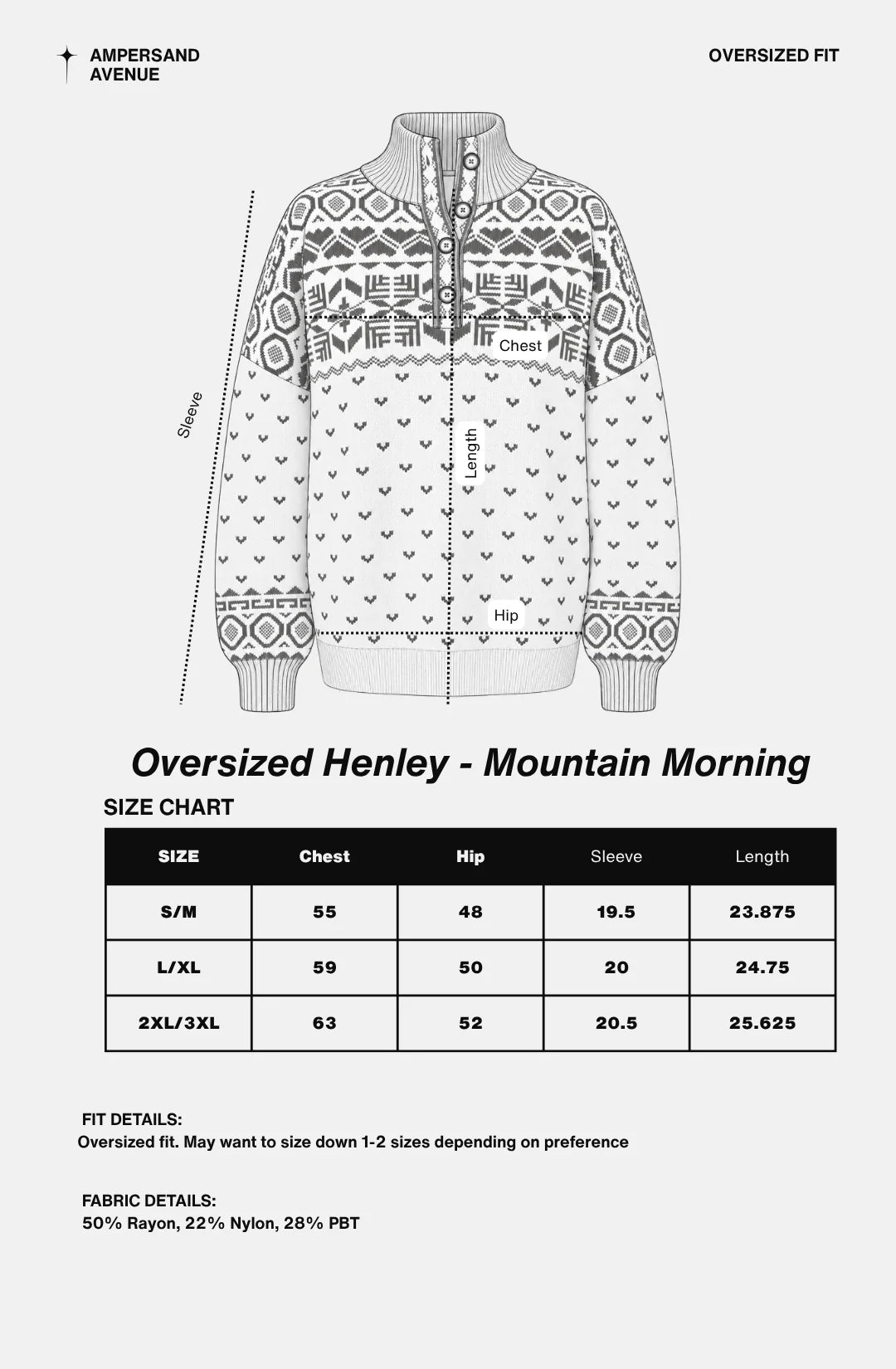 ***PRE-ORDER*** Ampersand Oversized Henley - Mountain Morning