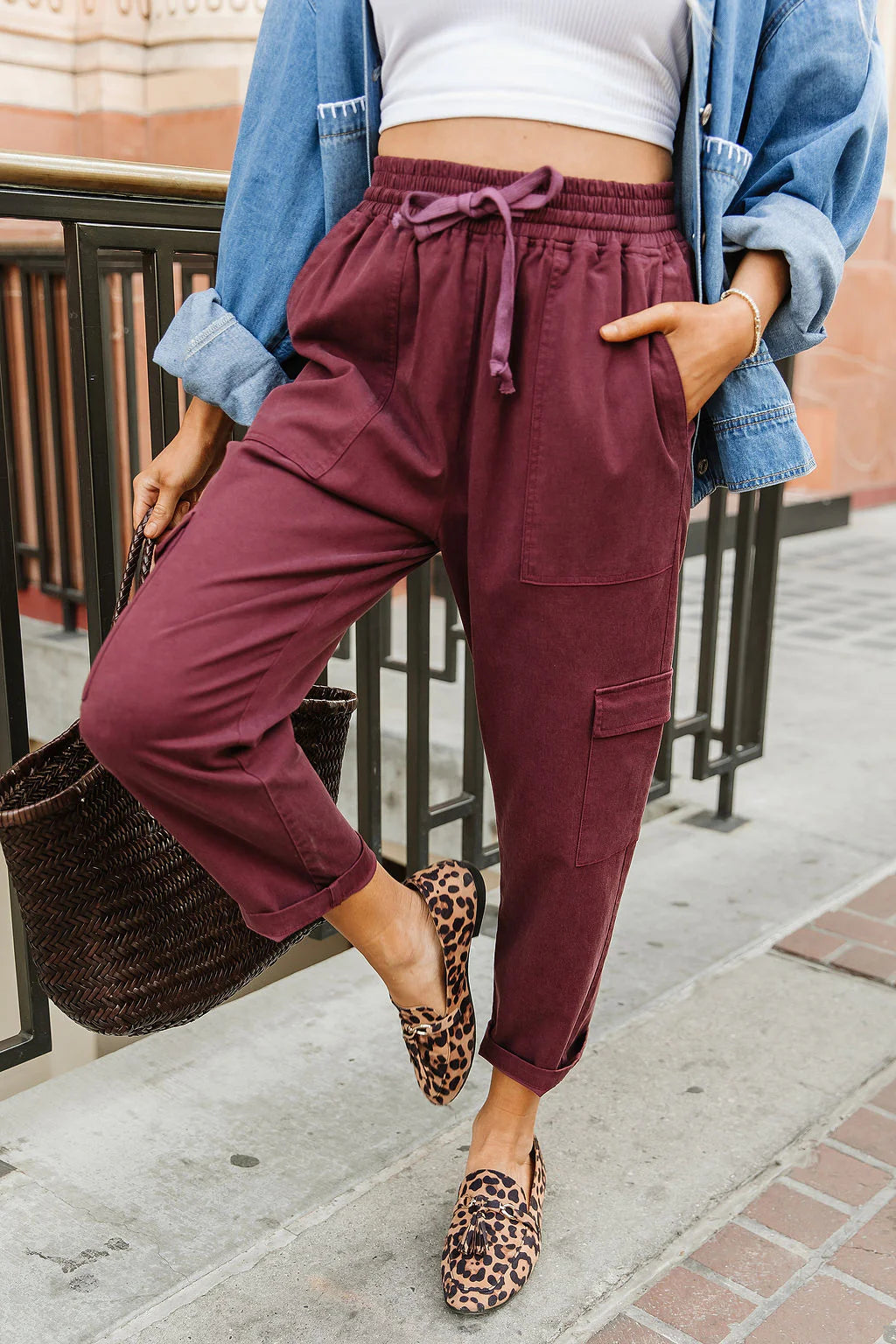 ***PRE-ORDER*** Ampersand Cargo Cutie Crop Pant - Wine