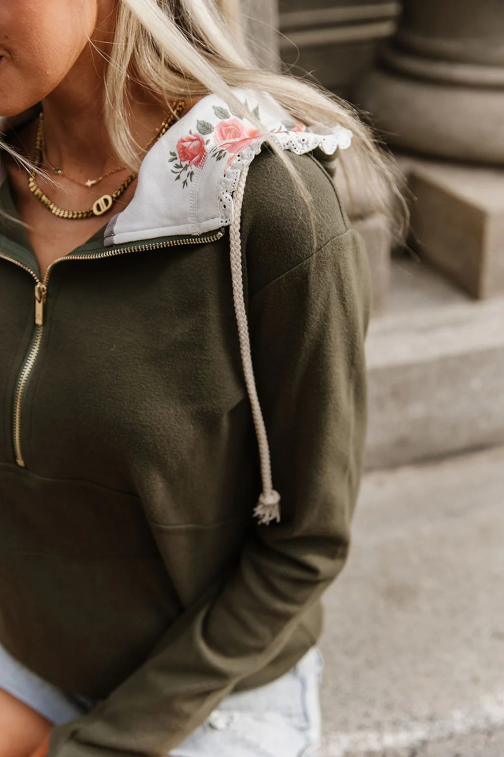 ***PRE-ORDER*** Ampersand HalfZip Sweatshirt - Lace Gardens