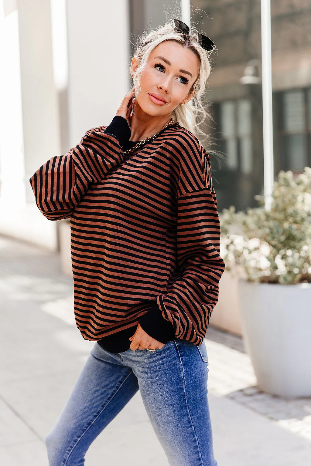***PRE-ORDER*** Ampersand Performance Fleece University Pullover - Chai Stripe