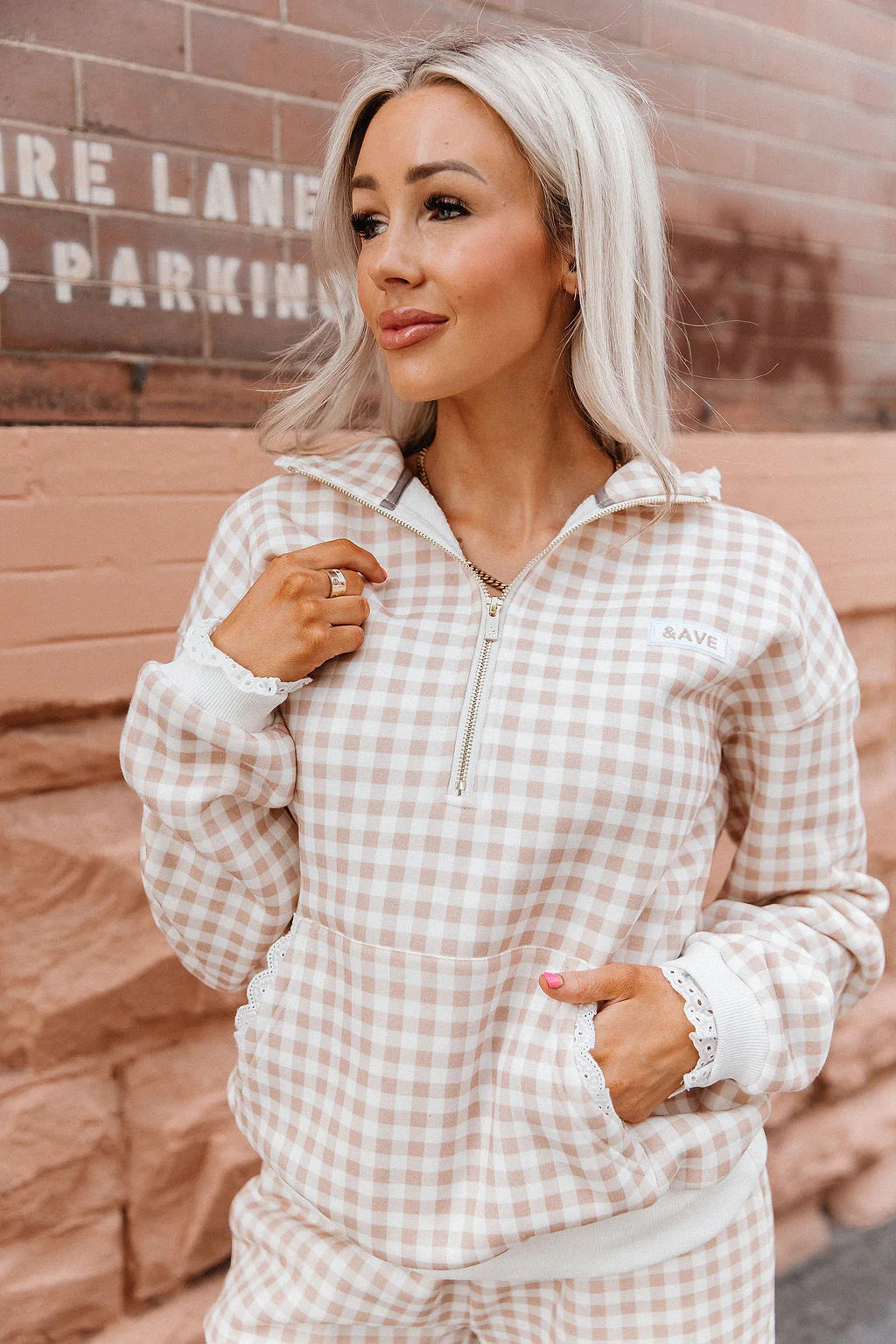 ***PRE-ORDER*** Ampersand Comfort Zone HalfZip - Gingham Lace