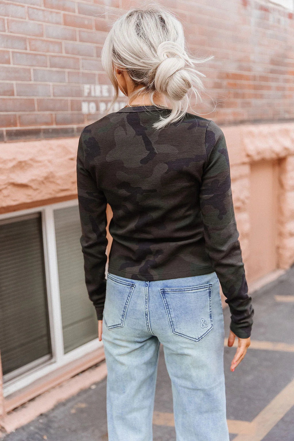 ***PRE-ORDER*** Ampersand Button Front Long Sleeve Lulu - Cross-Country Camo