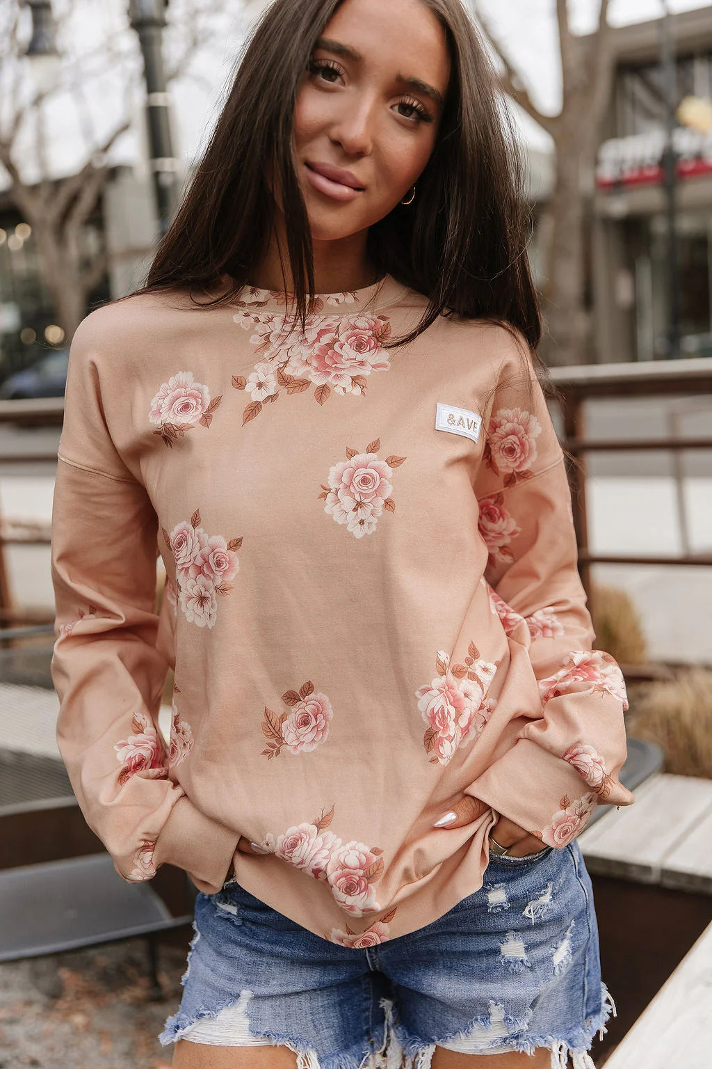 ***PRE-ORDER*** Ampersand University SideSlit Pullover - Peachy Petals