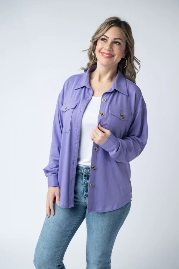 Michelle Mae "Brenna" Button Down Top - Purple