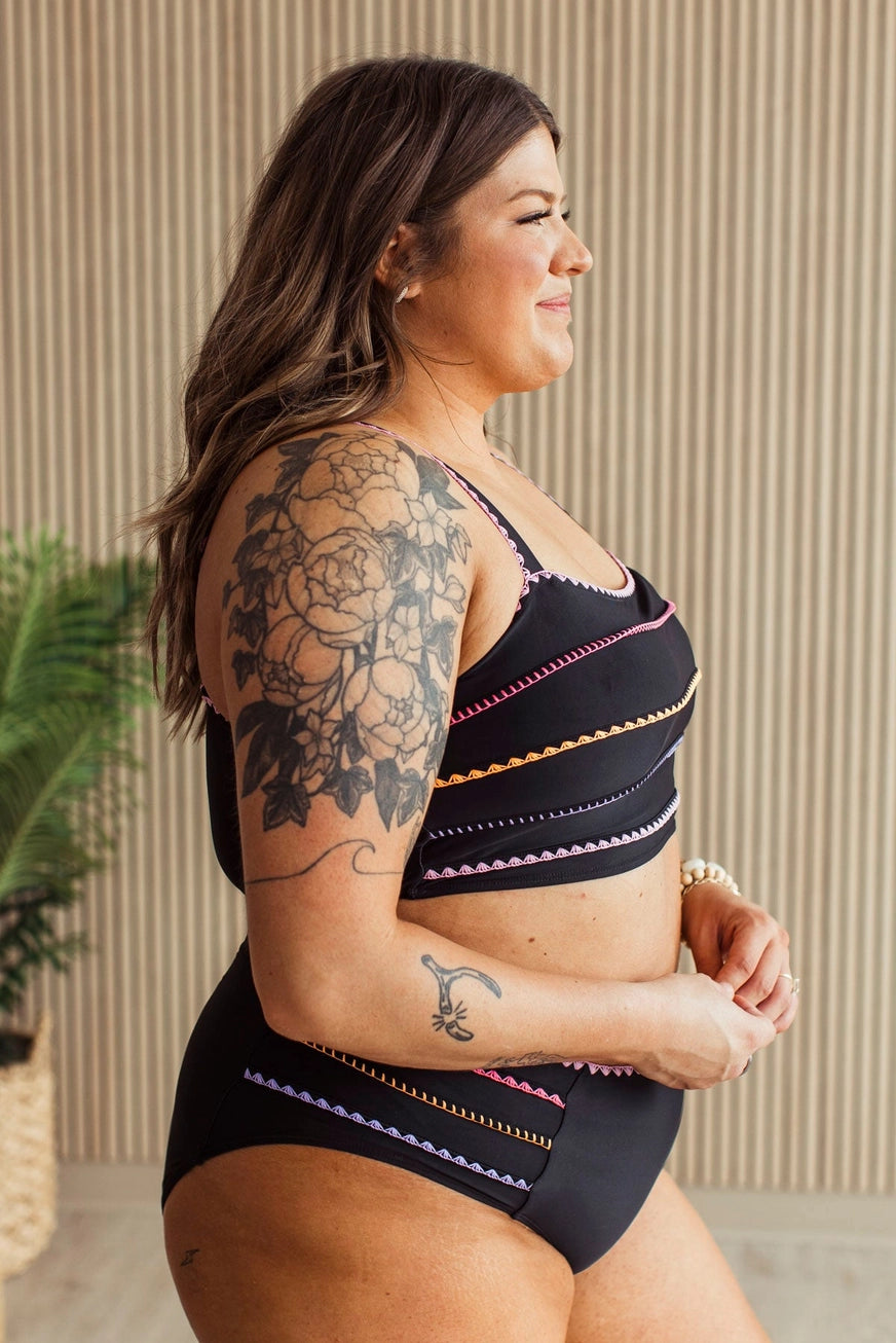 Soaking Up Sun Rays Two-Piece Swimsuit- Black Multi