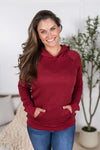 Michelle Mae &quot;Tatum&quot; Textured Pullover Hoodie - Burgundy