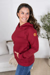 Michelle Mae &quot;Tatum&quot; Textured Pullover Hoodie - Burgundy