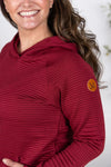 Michelle Mae &quot;Tatum&quot; Textured Pullover Hoodie - Burgundy