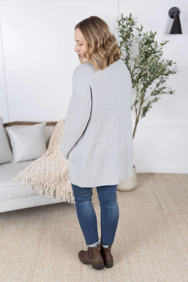 Michelle Mae &quot;Layla&quot; Sweater Cardigan - Grey