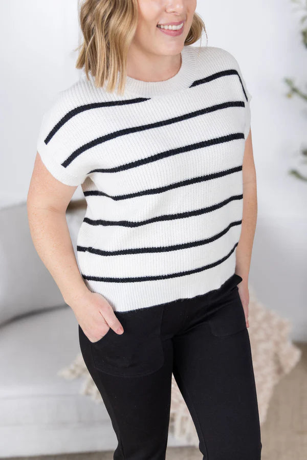Michelle Mae Striped Sweater Top - Ivory