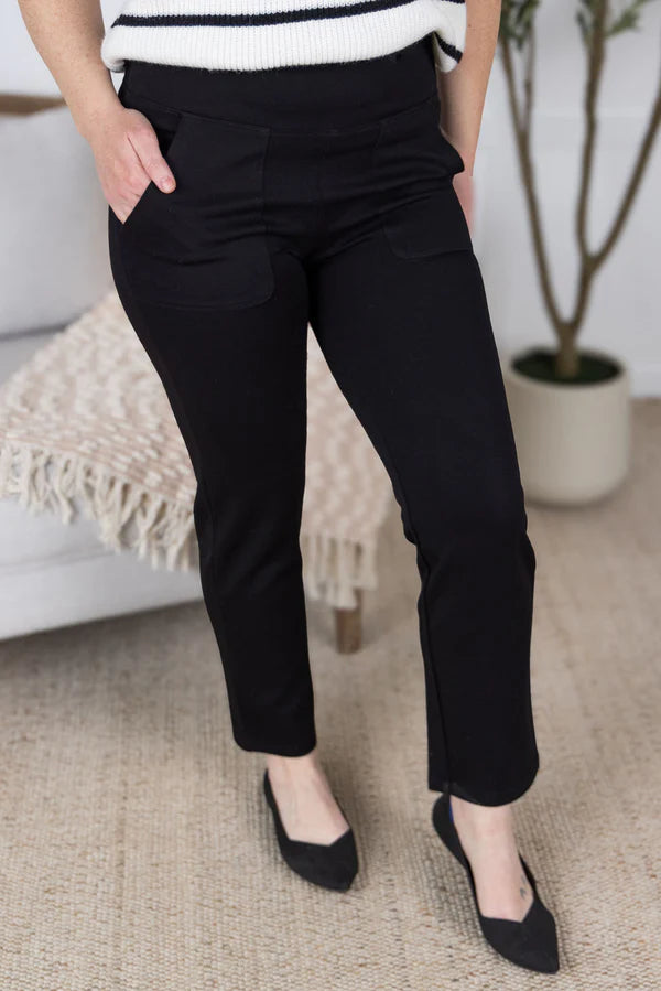 Michelle Mae Scuba Ankle Bottoms- Black