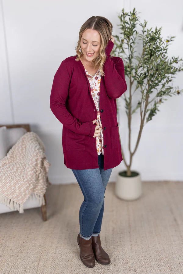 Michelle Mae &quot;Cori&quot; Cardigan - Burgundy