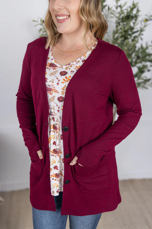 Michelle Mae "Cori" Cardigan - Burgundy