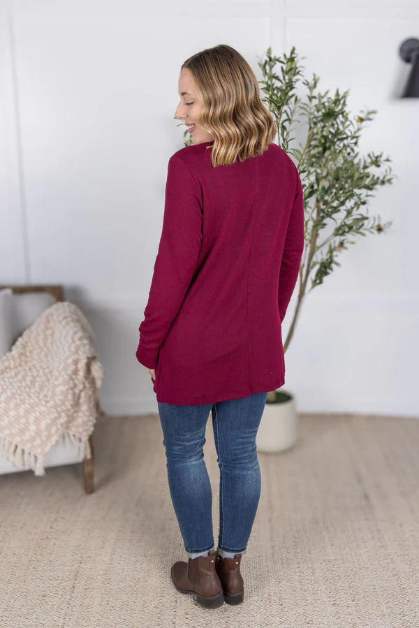 Michelle Mae &quot;Cori&quot; Cardigan - Burgundy
