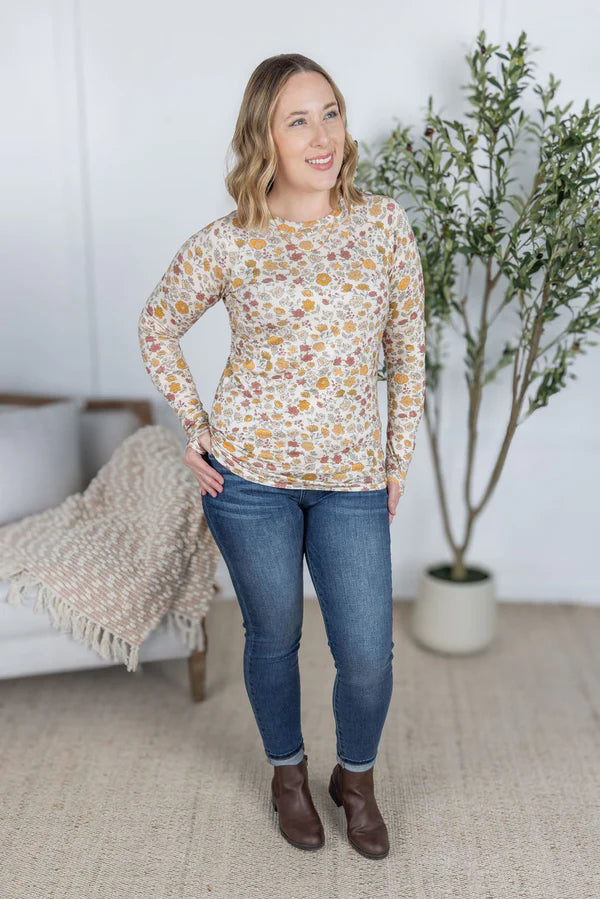 Michelle Mae &quot;Blair&quot; Long Sleeve Top - Fall Vintage Floral