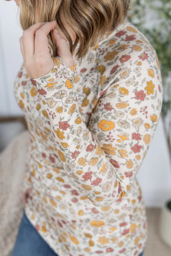 Michelle Mae &quot;Blair&quot; Long Sleeve Top - Fall Vintage Floral