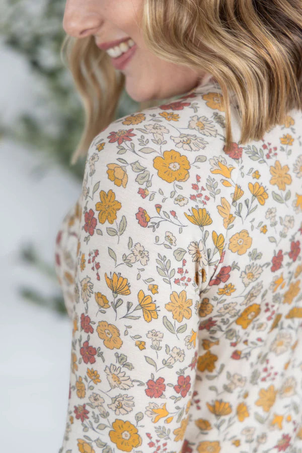 Michelle Mae &quot;Blair&quot; Long Sleeve Top - Fall Vintage Floral